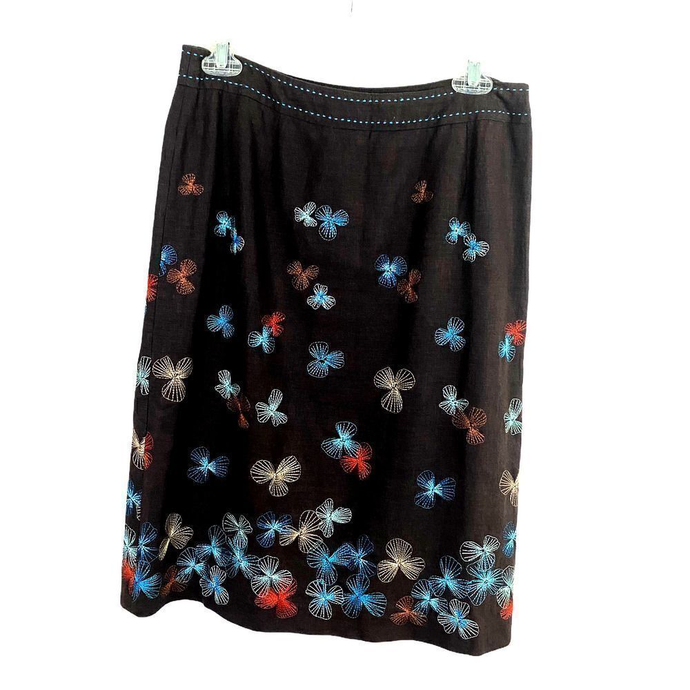 Alfani Nolita Brown Floral Linen Skirt Size 10